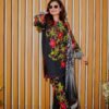 Black Ethnic Outfit with Bold Red Floral Embroidery