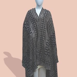 Black & White Traditional Sindhi Ajrak Shawl