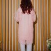 Blush Bloom – 2-Piece Peach Lace Kurti Set