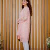 Blush Bloom – 2-Piece Peach Lace Kurti Set