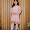 Blush Bloom – 2-Piece Peach Lace Kurti Set