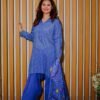 Classic Blue Ethnic Wear with Bandhani-Inspired Print