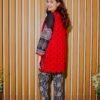 Black & White Ethnic Suit with Red Embroidered Sleeveless Jacket