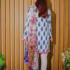 White & Blue Paisley Embroidered Lawn Suit with Vibrant Dupatta