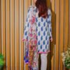 White & Blue Paisley Embroidered Lawn Suit with Vibrant Dupatta