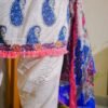 White & Blue Paisley Embroidered Lawn Suit with Vibrant Dupatta