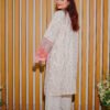 Soft White and Peach Embroidered Mirror Work Suit