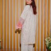 Soft White and Peach Embroidered Mirror Work Suit