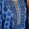 Elegant Blue Printed Lawn Suit with Embroidered Neckline & Contrasting Dupatta