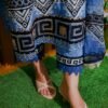 Elegant Blue Printed Lawn Suit with Embroidered Neckline & Contrasting Dupatta