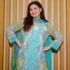 Aqua & Mustard Ethnic Lawn Suit with Embroidered Neckline and Printed Dupatta