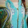 Aqua & Mustard Ethnic Lawn Suit with Embroidered Neckline and Printed Dupatta