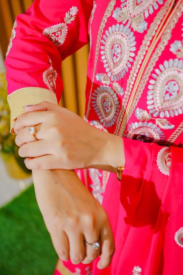 Hot Pink Ethnic Wear with Golden Embroidered Detailing