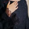 Elegant Black Embroidered Lawn Suit with Printed Chiffon Dupatta