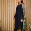 Elegant Black Embroidered Lawn Suit with Printed Chiffon Dupatta