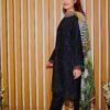 Elegant Black Embroidered Lawn Suit with Printed Chiffon Dupatta
