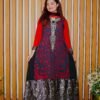 Elegant Red & Black Embroidered Long Kurti - Dua Fashion Corner