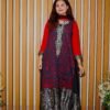 Elegant Red & Black Embroidered Long Kurti - Dua Fashion Corner