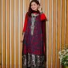 Elegant Red & Black Embroidered Long Kurti - Dua Fashion Corner