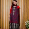 Elegant Red & Black Embroidered Long Kurti - Dua Fashion Corner