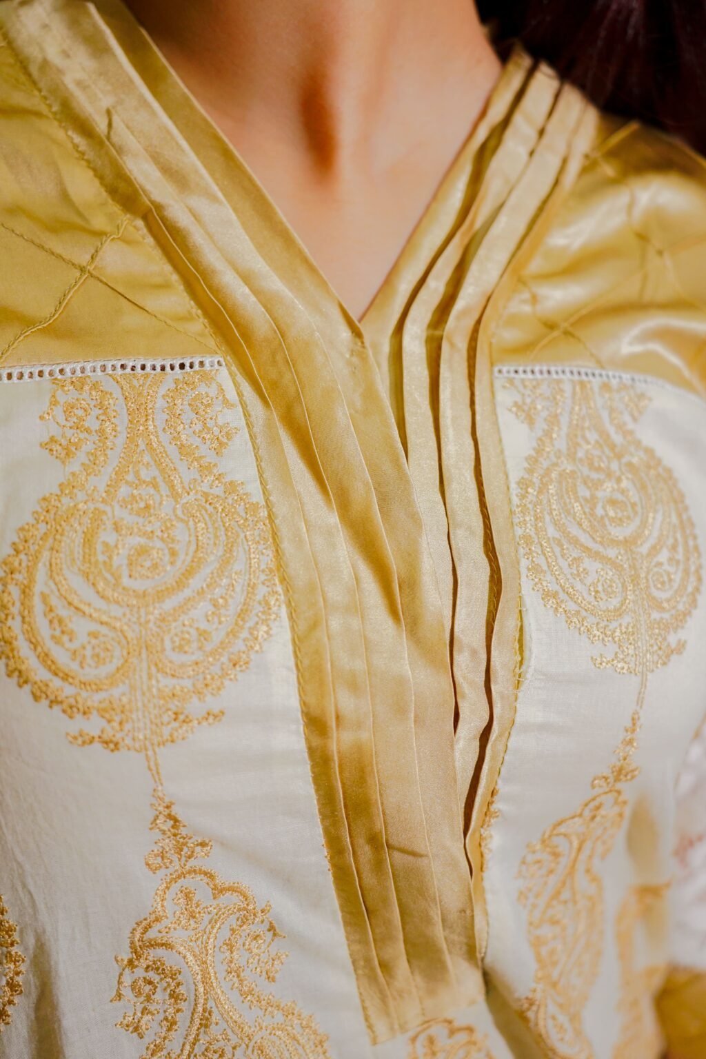 Golden Pearl Embroidered 3-Piece Suit Dua Fashion Corner