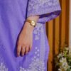 Stay cool and stylish this season with this soft lavender 2-piece suit, featuring delicate white embroidery. A graceful pick for daytime events or everyday wear.