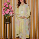Lemon Yellow Embroidered With Pastel Dupatta
