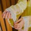 Lemon Yellow Embroidered With Pastel Dupatta