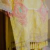 Lemon Yellow Embroidered With Pastel Dupatta