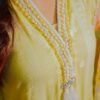 Lemon Yellow Embroidered With Pastel Dupatta