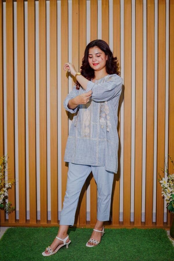 Pastel Blue Embroidered 2-Piece Set – Casual Chic DFC pakistan