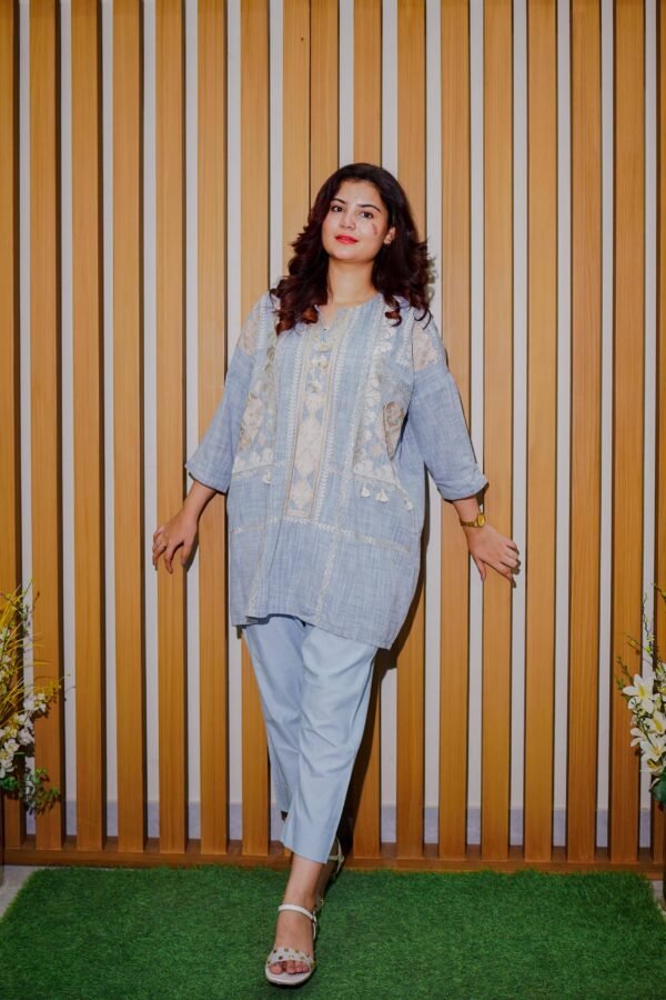 Pastel Blue Embroidered 2-Piece Set – Casual Chic DFC pakistan