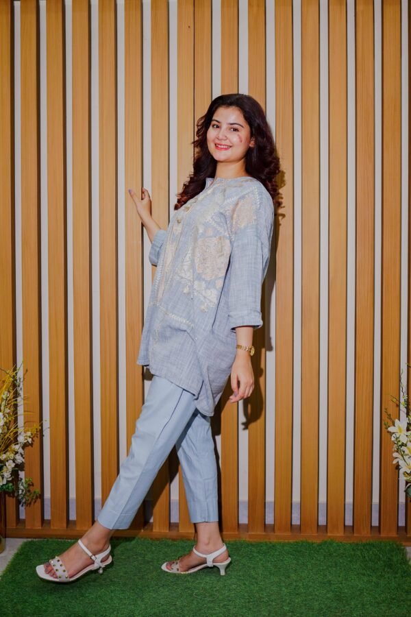 Pastel Blue Embroidered 2-Piece Set – Casual Chic DFC pakistan
