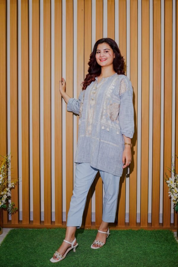 Pastel Blue Embroidered 2-Piece Set – Casual Chic DFC pakistan