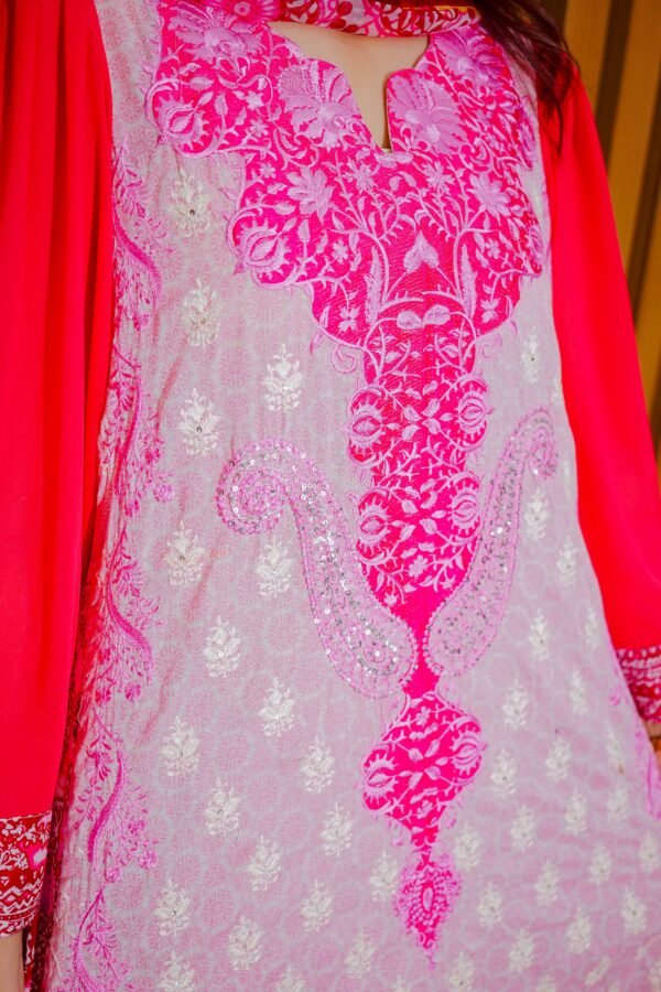 Pink Fusion Embroidered 3-Piece Lawn Suit