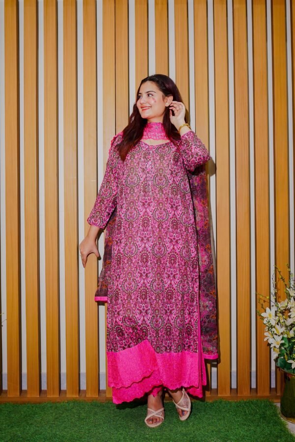 Royal Pink Embroidered Lawn Suit – 3 Piece Dua Fashion Corner