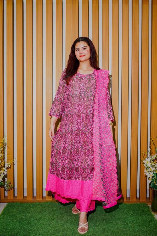 Royal Pink Embroidered Lawn Suit – 3 Piece Dua Fashion Corner