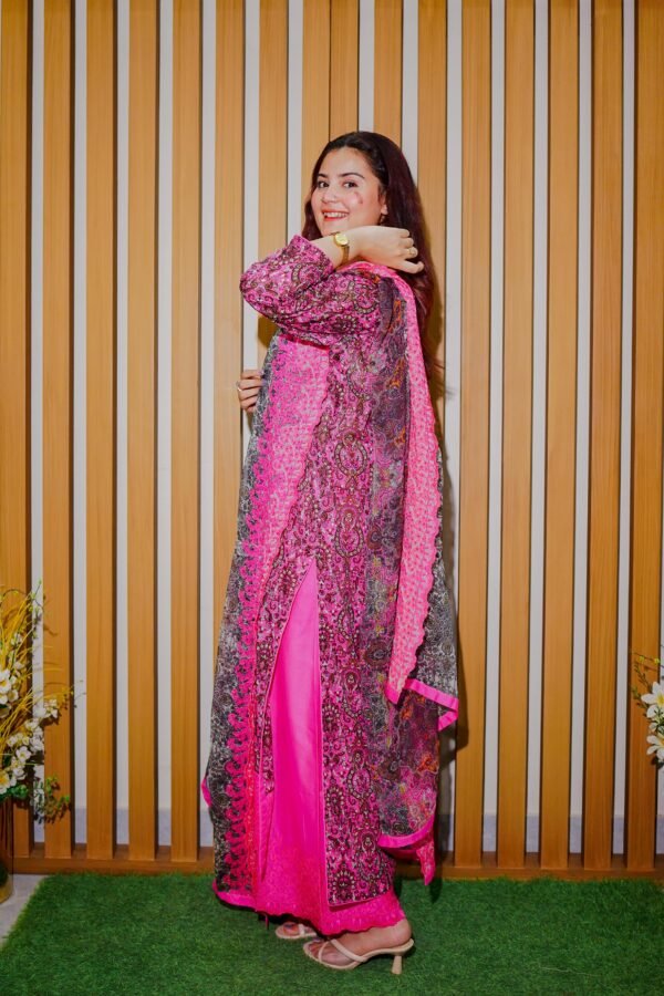 Royal Pink Embroidered Lawn Suit – 3 Piece Dua Fashion Corner