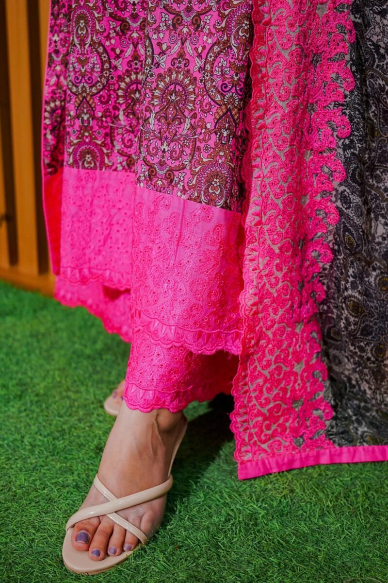 Royal Pink Embroidered Lawn Suit – 3 Piece Dua Fashion Corner