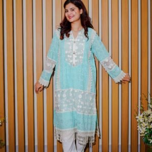 Sky Serenity – 2-Piece Embroidered Lace