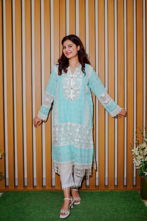 Sky Serenity – 2-Piece Embroidered Lace