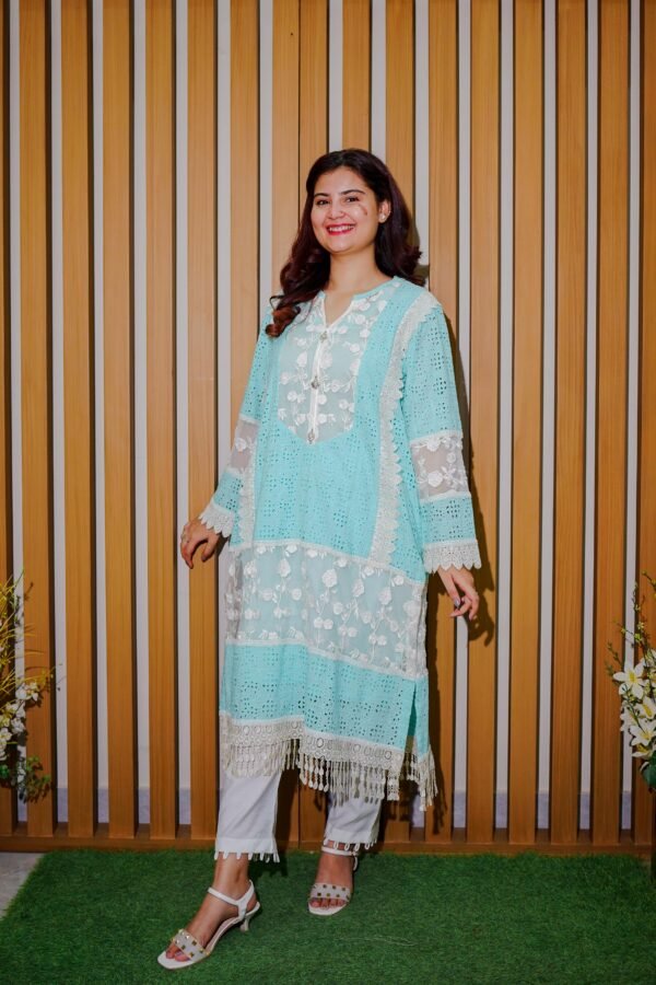 Sky Serenity – 2-Piece Embroidered Lace