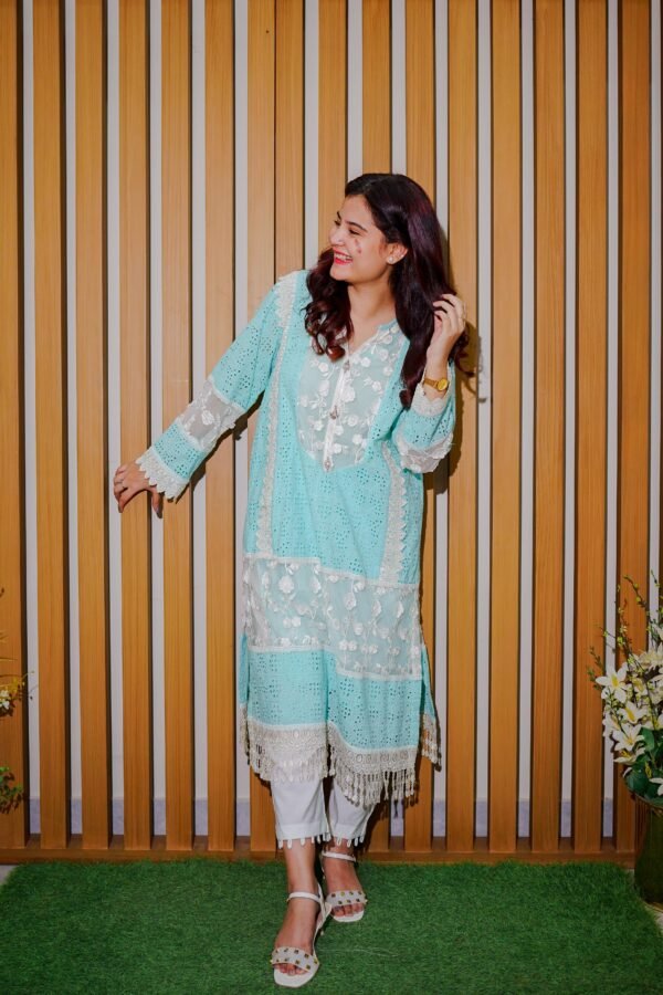 Sky Serenity – 2-Piece Embroidered Lace