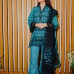 Teal and Black Ethnic Wear with Intricate Lace Detailing