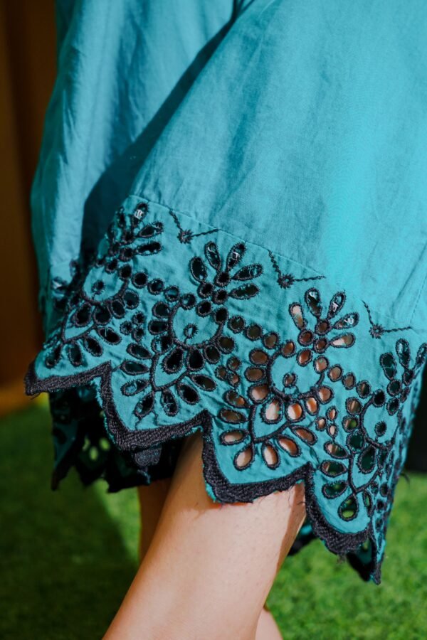Teal and Black Ethnic Wear with Intricate Lace Detailing
