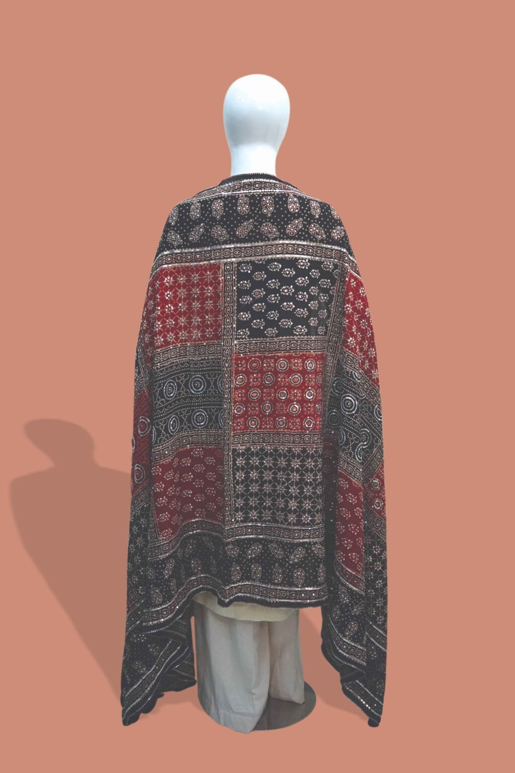 Traditional Red & Black Sindhi Ajrak Shawl