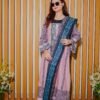 Trendy Pink & Navy Printed Lawn Suit with Stylish Geometric Dupatta