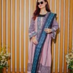 Trendy Pink & Navy Printed Lawn Suit with Stylish Geometric Dupatta