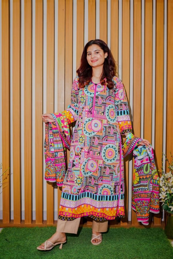 Vibrant Multicolor Ethnic Outfit with Artistic Prints