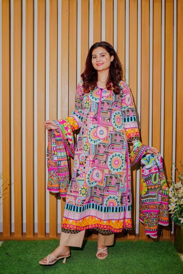 Vibrant Multicolor Ethnic Outfit with Artistic Prints